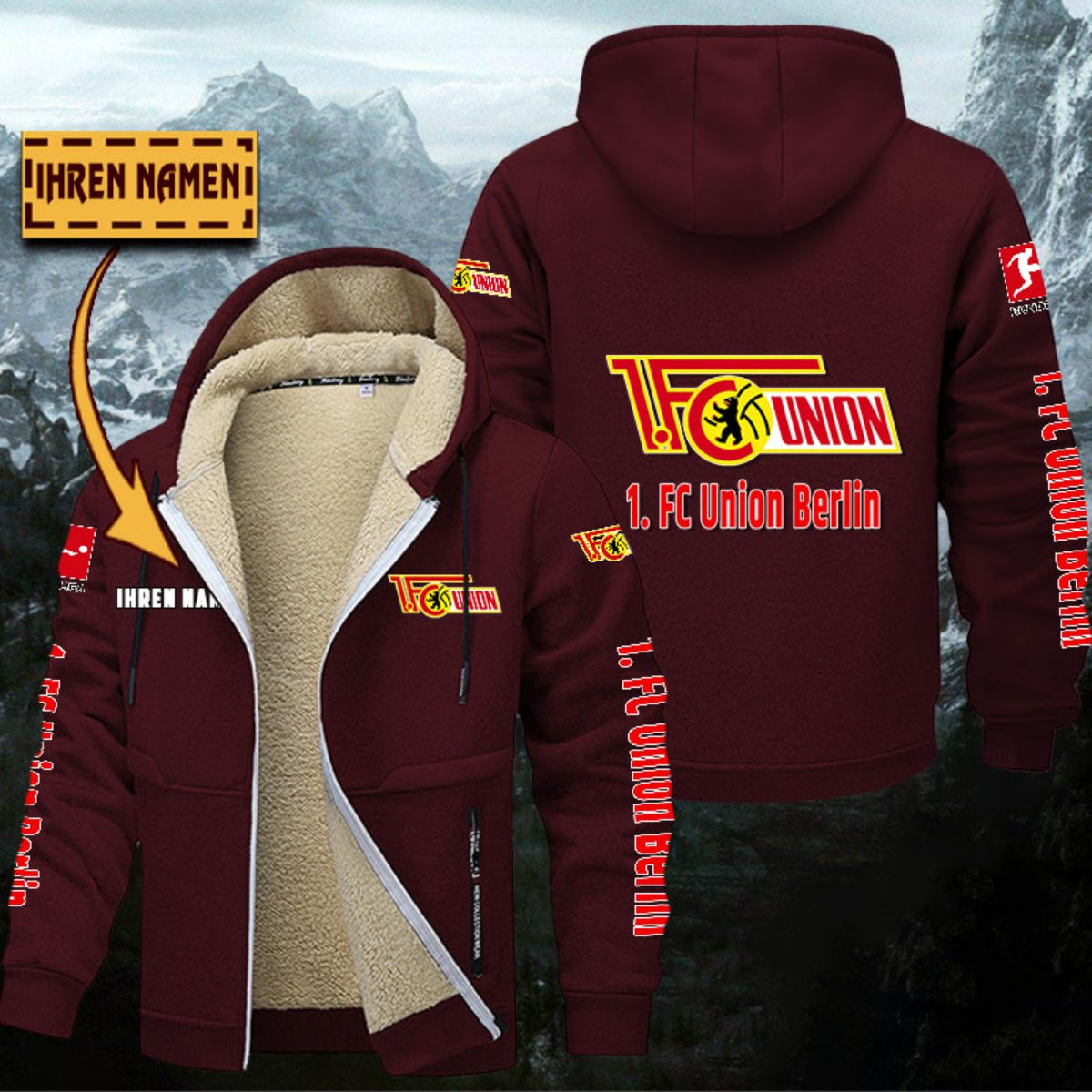 Union Berlin Gefütterte Kapuzenjacke – Bild 9